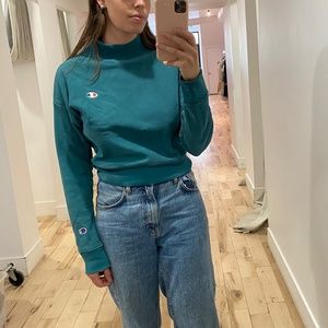Champion cropped crew neck // Turquoise